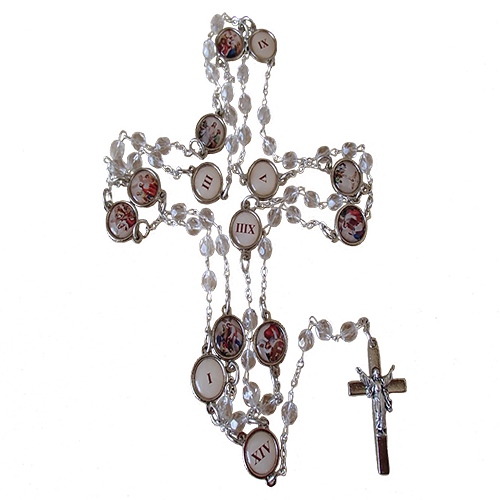 Rosario del Vía Crucis color blanco